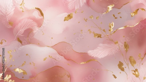 Floating satin decoration, pink fabric on bokeh shiny background in 3d illustration