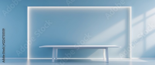 Table with a blue background and a white border.