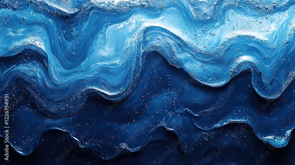 Fototapeta premium Blue water surface with ripples. Abstract background. Cosmetic moisturizer.