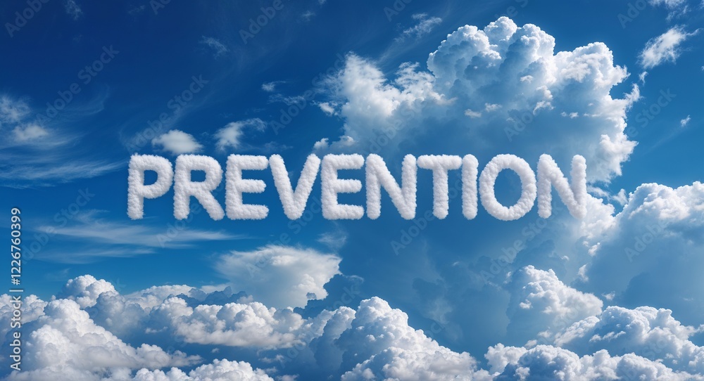 prevention word made of clouds in blue sky background prevention word made of clouds in blue sky background