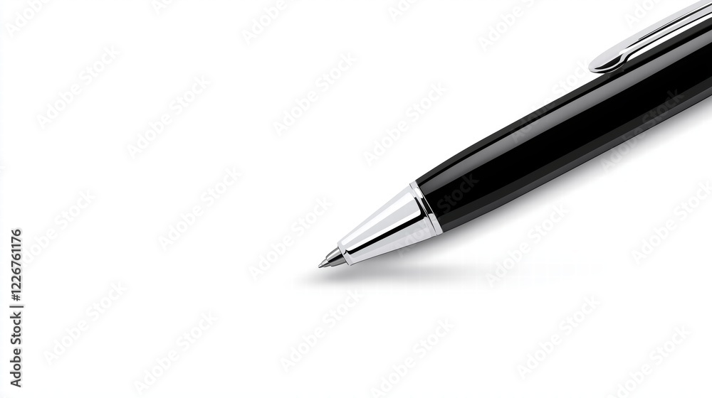 Vector. Mock Up. Ballpoint pen in black with a cap. Isolated on white background. Vector. Mock Up. Ballpoint pen in black with a cap. Isolated on white background.