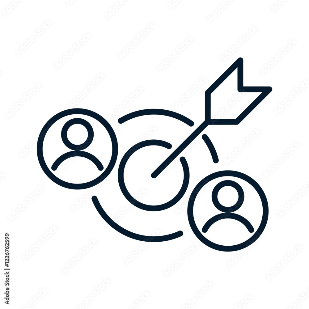 Target audience concept. Vector linear icon isolated on white background. Target audience concept. Vector linear icon isolated on white background.