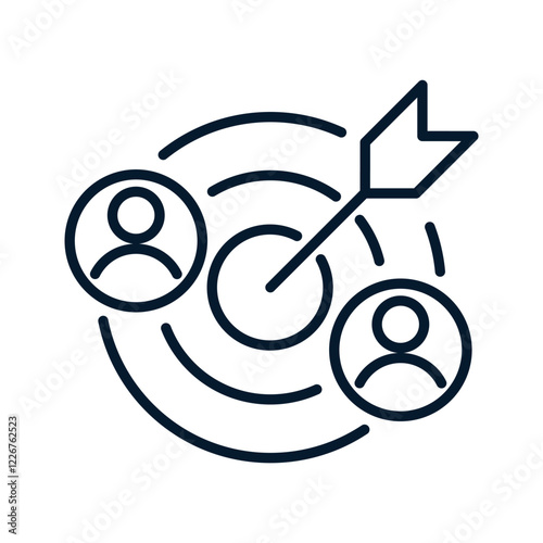Target Employee concept. Vector linear icon isolated on white background.