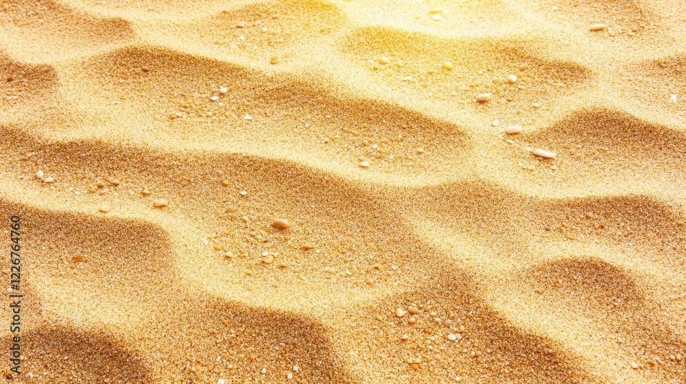 Close-up View of Soft Golden Sand with Natural Patterns and Textures Under Bright Light in Beautiful Landscape Close-up View of Soft Golden Sand with Natural Patterns and Textures Under Bright Light in Beautiful Landscape