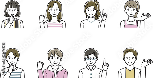 若い男女の表情セット　笑顔