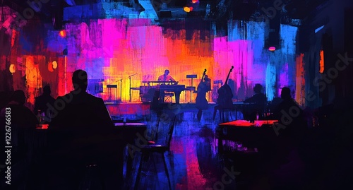 Vibrant Nights: A Jazz Club in Abstract Hues