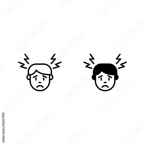 head pain icon set color editable on white background