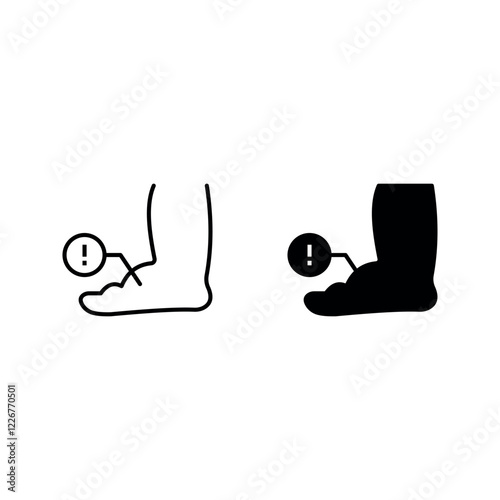 Leg edema, diabetic and foot, leg swelling icon set color editable