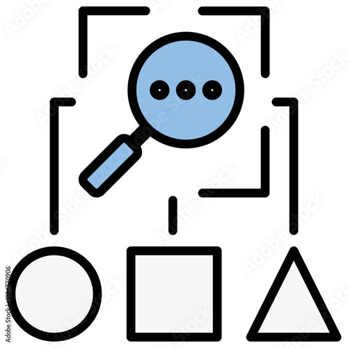 Shape Recognition Blue Black Icon