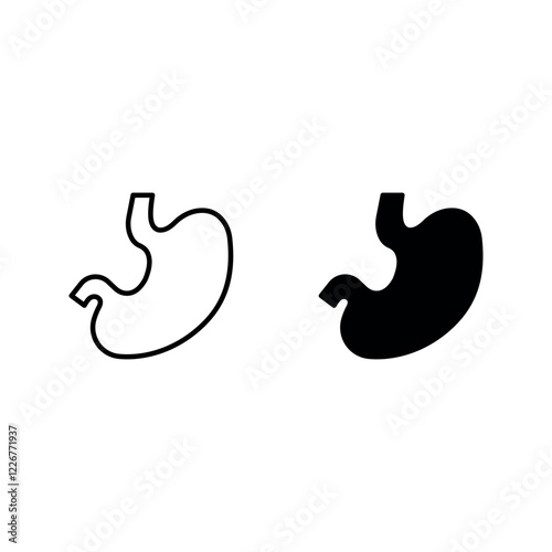 Stomach icon set color editable on white background