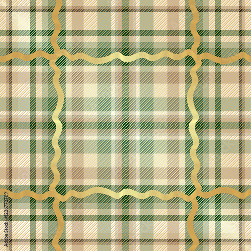 Vector seamless tartan texture with golden gradient stripes, For textiles, wallpaper and packaging