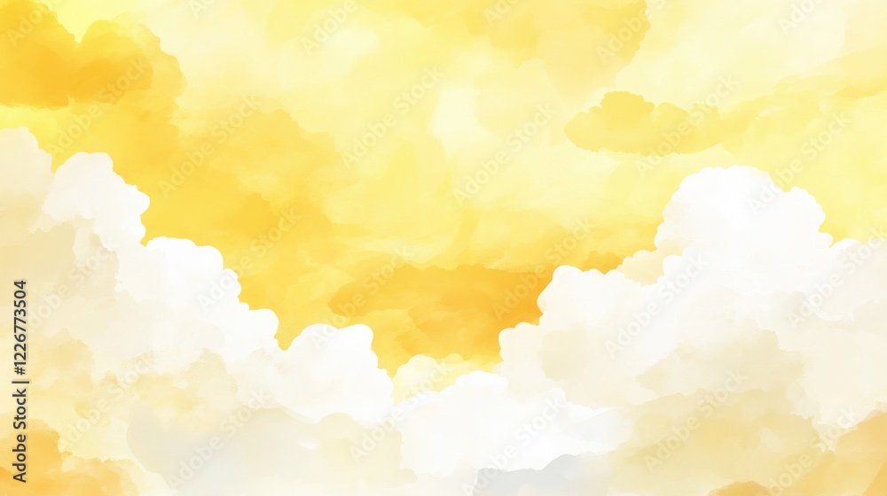 Joyful Yellow Sky with Soft Clouds Drifting Lightly on a Bright Sunny Day Joyful Yellow Sky with Soft Clouds Drifting Lightly on a Bright Sunny Day