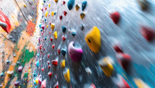 Dynamic Climbing Wall: Abstract Motion Blur of Colorful Holds