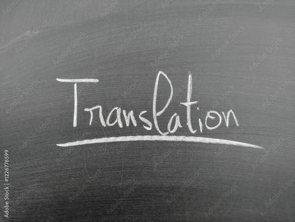 Obraz premium The word 'translation' written in chalk on a blackboard underlined for emphasis