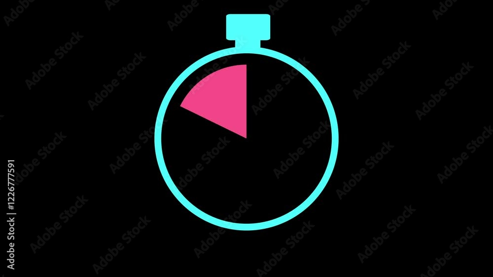  Timer Icon Animation countdown chronometer symbol isolated in black background. simple stopwatch animated sign. 
