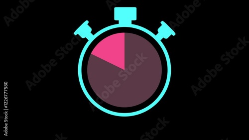  Timer Icon Animation countdown chronometer symbol isolated in black background. simple stopwatch animated sign. 