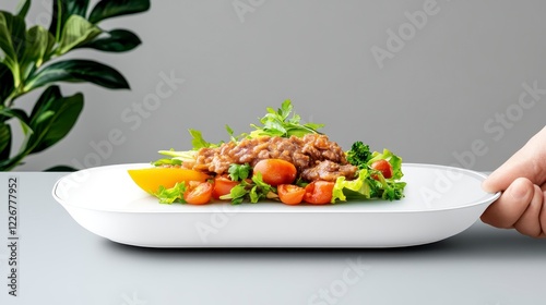 Wallpaper Mural Fresh Salad with Vegetables and Dressing on a Modern Plate Torontodigital.ca