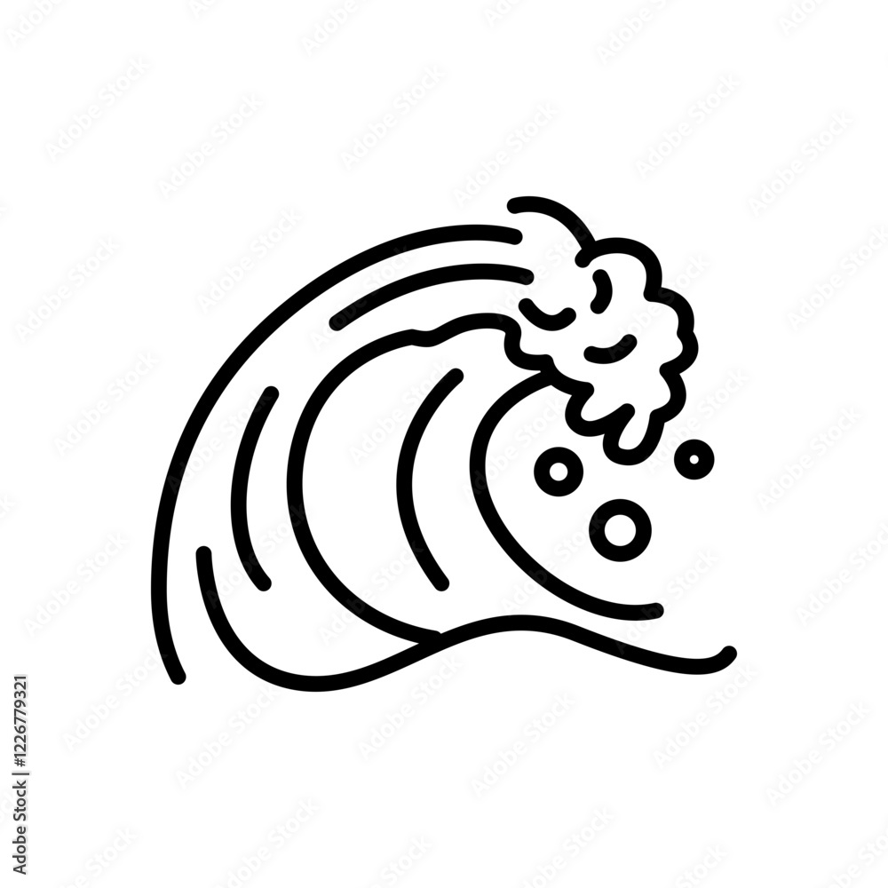 ocean waves icon vector, line style icon ocean waves icon vector, line style icon