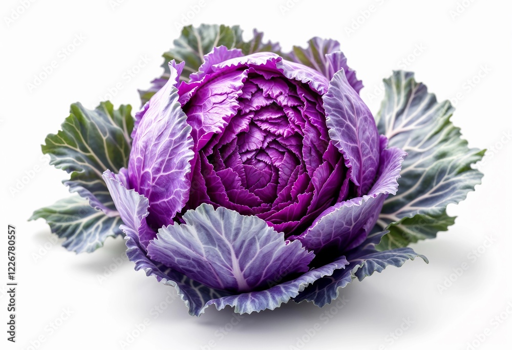 Obraz premium Vibrant Purple Cabbage Beautifully Nestled Against a Soft Backdrop. Generative AI
