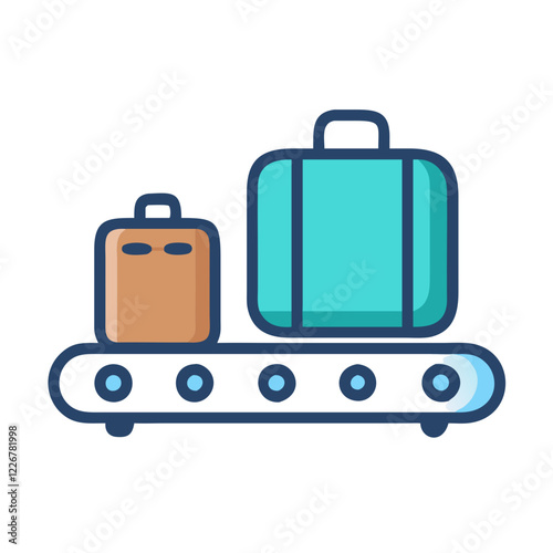 Baggage Claim Icon on conveyor belt with luggage