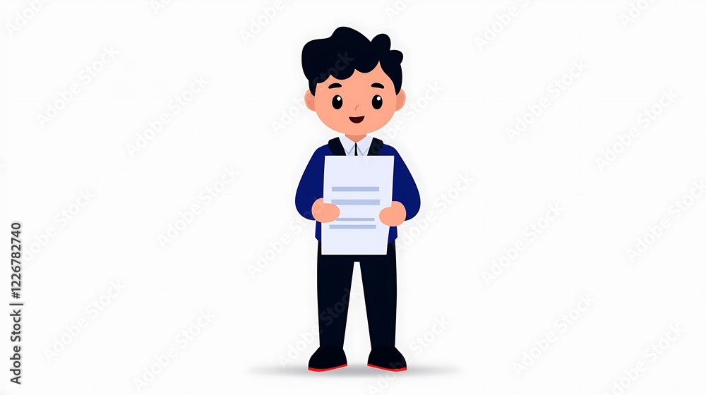 Happy boy holding a certificate. Happy boy holding a certificate.