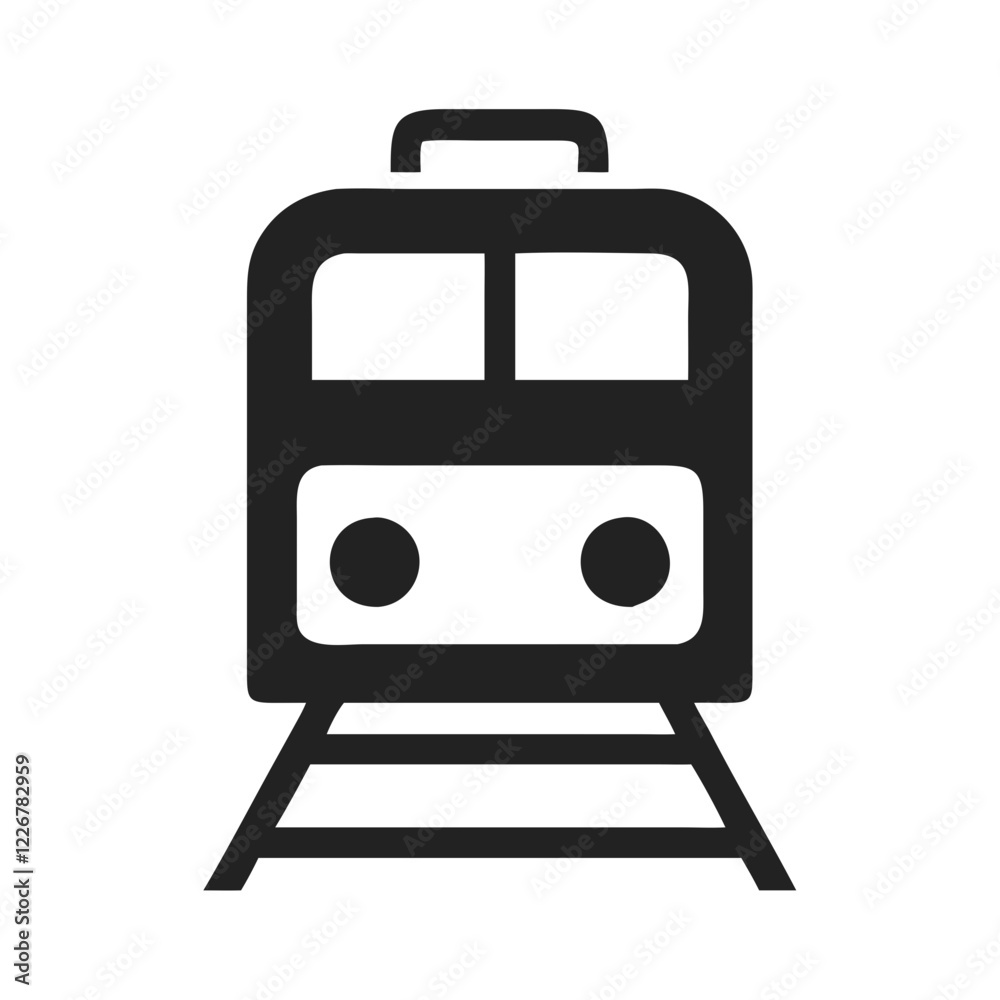 Fototapeta premium Train Icon in simple design on tracks