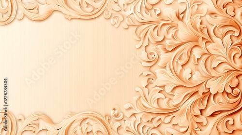 Wallpaper Mural Elegant Beige Floral Wood Carving Design Background Torontodigital.ca