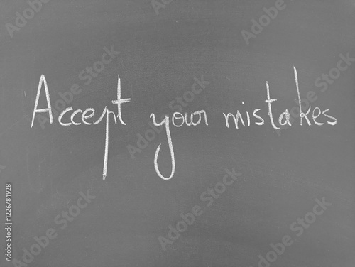 Canvas Print Accept your mistakes handwritten on a chalkboard background