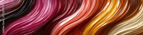 A detailed view of variously colored hair strands
