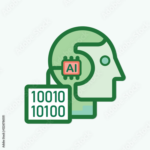 Artificial Intelligence Concept with Binary Code and Human Profile Illustration