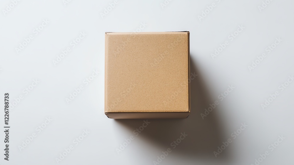 Obraz premium A simple brown cardboard box on a clean white surface.