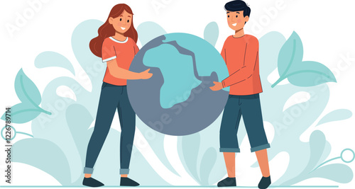 World Wildlife Day Illustration with Environmental Conservation and Sustainability Theme A vibrant illustration focused on wildlife conservation, featuring endangered animals and eco-friendly actions.