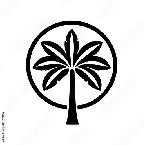 Logo featuring a stylized palm tree design within a circular frame expressing tropical vibes and nature