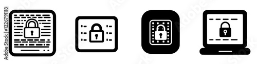 Digital security icons representing data protection and online safety measures for technology users across different devices