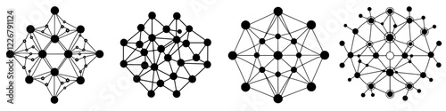 Various types of network graphs illustrating different connections and structures