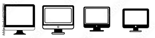 Various screen designs showcasing evolution from old to modern computer monitors in a minimalist style
