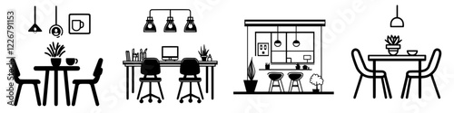 Modern minimalist interior design ideas for a stylish home office and dining area