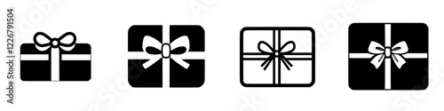 Variations of gift boxes with bows for festive occasions and celebrations