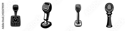 Various vintage microphones showcasing different designs and styles for recording and broadcasting