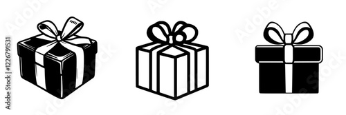 Creative illustration of three differently wrapped gift boxes ready for a celebration
