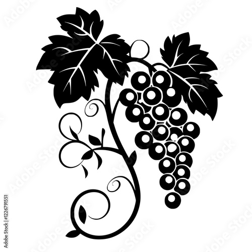 Grapevine design featuring lush leaves and clusters of grapes ideal for decorative accents