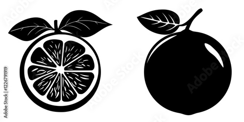 Illustrations of citrus fruits featuring a sliced lime and a whole orange on a white background