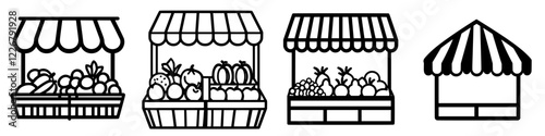 Various fruit and vegetable stalls depicting a market setting in a vibrant community atmosphere