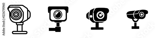 Various styles of security cameras displayed on a neutral background illustrating surveillance technology options