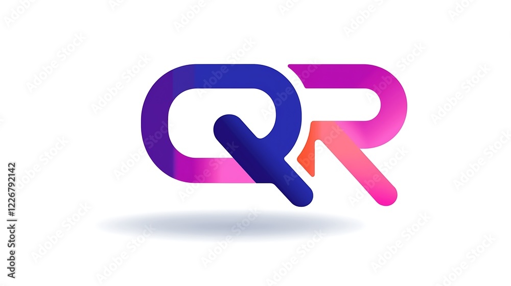 Abstract logo design with letters QR in purple and pink gradient. Abstract logo design with letters QR in purple and pink gradient.