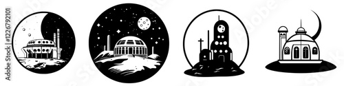 Futuristic lunar settlements showcase innovative architecture and design concepts for extraterrestrial living environments