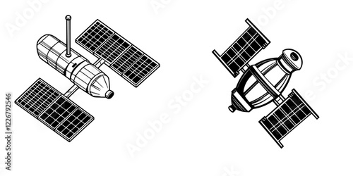 Two distinct satellite designs showcasing innovative technology in space exploration