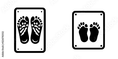 Footprints indicating the proper way to walk on an outdoor walking path for children and adults