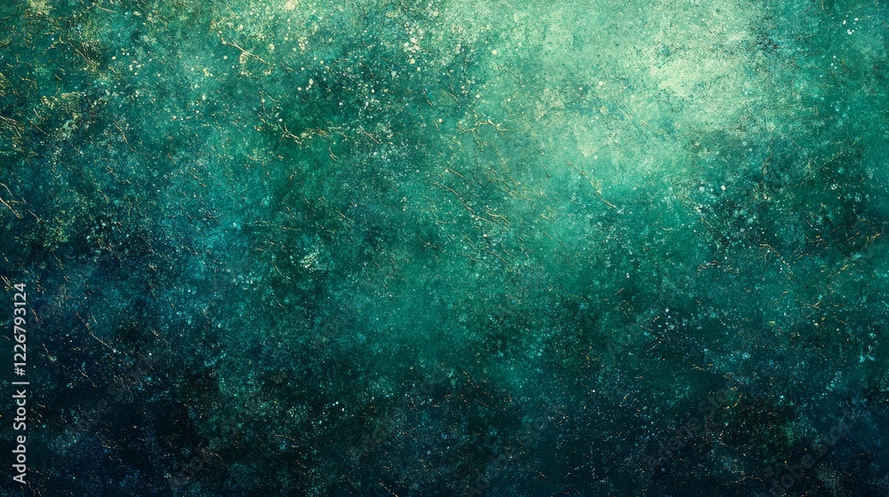 Obraz premium Emerald green to petrol teal gradient with metallic textures and glowing streaks