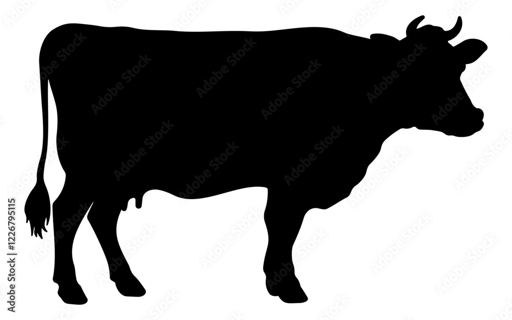 black silhouette or stencil of a cow without background black silhouette or stencil of a cow without background